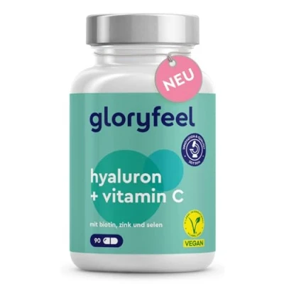 Abbildung von Hyaluronsäure Kapseln 500mg + Zink, Biotin, Vitamin C &amp; Selen ActiHyal® Markenrohstoff hoch bioverfügbar Geringes Molekulargewicht für leichte Aufnahme(0,8 1,5mDa) 90 vegane Hyaluron