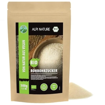 Abbildung von Bio Rohrohrzucker (500g), Rohrohr Zucker, Braunzucker roh und 100% naturbelassen, Vollrohrzucker ohne Zusätze