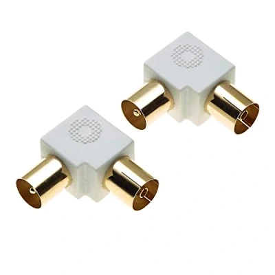 Abbildung von Abgewinkelter Koaxialstecker Winkel RCA Adapter, 90 Grad Adapter TV Antenne männlich auf F Buchse, Stecker Satellit Typ UHF weiblich rechter 2 Stück