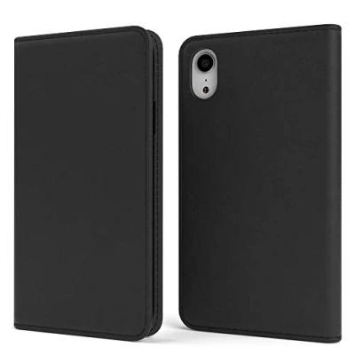 Abbildung von EAZY CASE Tasche kompatibel mit iPhone XR Vintage Schutzhülle Standfunktion Klapphülle im Bookstyle, Handytasche Handyhülle Flip Cover Magnetverschluss und Kartenfach, Kunstleder, Schwarz