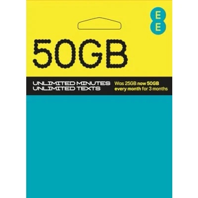 Abbildung von EE 30 GB Daten SIM, inkl. 15 £ Top up, Daten, unbegrenzte Minuten und Texte.