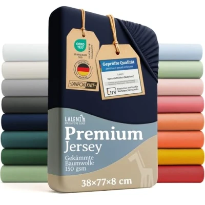 Abbildung von Laleni Spannbettlaken Premium für Beistellbett Atmungsaktives Spannbetttuch, Gummizug: rundum, (1 Stück), 100% Baumwolle (150 g/m)