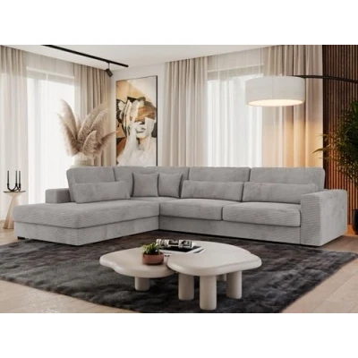 Abbildung von MKS MEBLE Ecksofa Sofa L Form Grau Cord, Wohnlandschaft Form, Couch Sofagarnitur Couchgarnitur Polsterecke, Breite: 316 cm Savona Cord Links