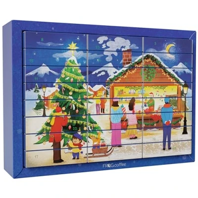 Abbildung von Tee Adventskalender 2024 von FROG.coffee 48 Teebeutel in 24 verschiedenen Sorten Top Marken wie Teekanne, Bad Heilbrunner, Bünting, Twinings, Meßmer, Lebensbaum uvm