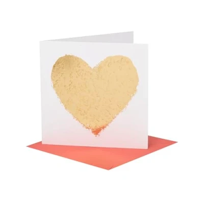 Abbildung von UK Greetings Valentinstagskarte für Sie und Ihn, goldfarbenes Herz Design