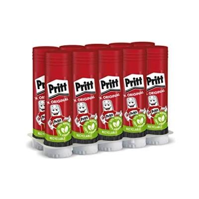 Abbildung von Pritt Klebestift, sicherer und kinderfreundlicher Kleber für Kunst Bastelarbeiten, starker Klebstoff Schule &amp; Bürobedarf, 10x43g Stift