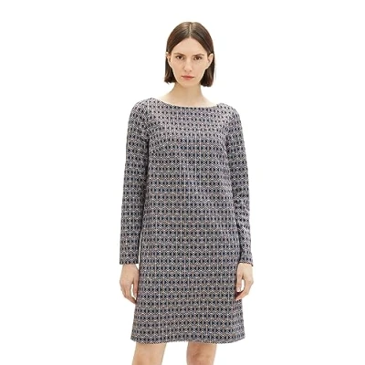 Abbildung von TOM TAILOR Damen Kleid mit Muster, geometrics ck jacquard, 32