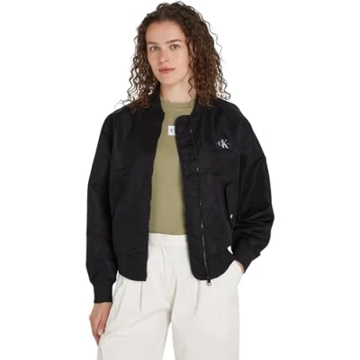 Abbildung von Calvin Klein Jeans Damen Bomberjacke Übergangsjacke, Schwarz (Ck Black), S