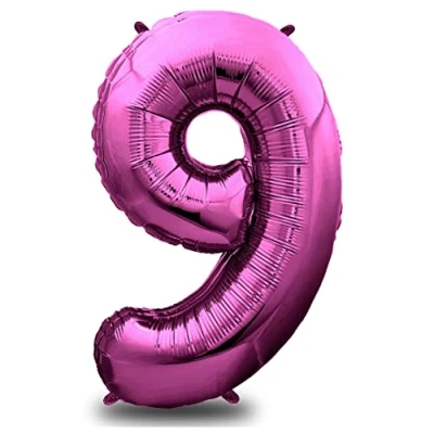 Abbildung von envami® Luftballon Geburtstag XXL Pink Riesen Folienballon in 40&quot; 101cm Geburtstagsdeko Ballon Zahl Deko zum Mädchen fliegt mit Helium (Zahl 9)