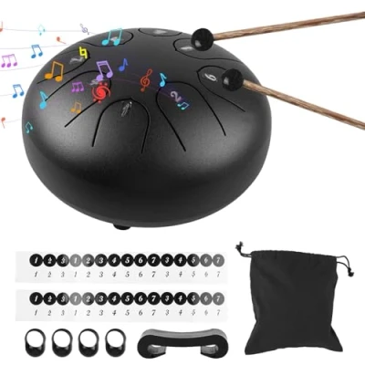 Abbildung von Steel Tongue Drum, 6 Zoll 8 Töne Zungentrommel Schlagzeug Anfänger, Tragbare Mini Trommel Handpan, Pan Schlaginstrument für Meditation Yoga Klangheilung