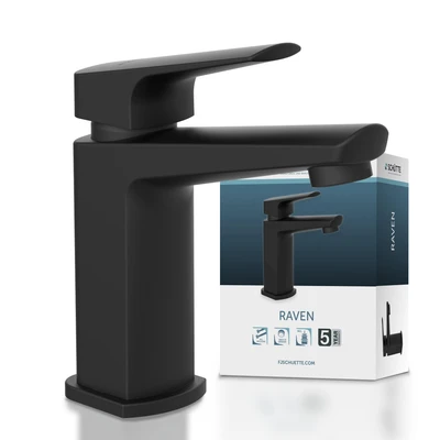 Abbildung von Schütte Waschtischarmatur &quot;RAVEN&quot;, Wasserhahn mit Ablaufgarnitur, Mischbatterie Pop Up Abflussstopfen