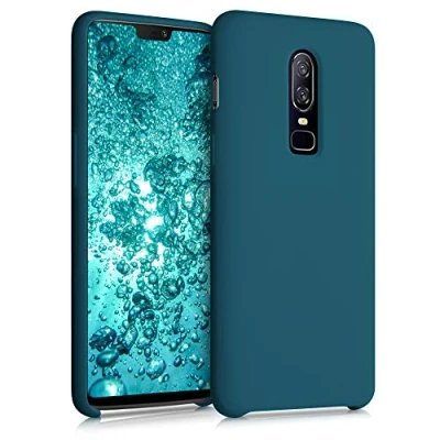 Abbildung von kwmobile Hülle kompatibel mit OnePlus 6 Silikon Handy Case Handyhülle weiche Oberfläche kabelloses Laden Petrol matt