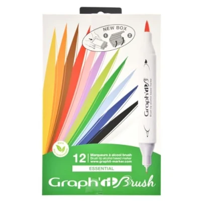 Abbildung von GRAPH&#039;IT Brush Set mit 12 Markern doppelter Spitze Essential Colors