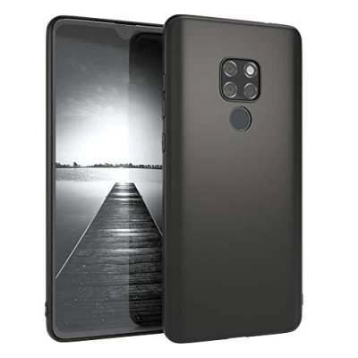 Abbildung von EAZY CASE Handyhülle Silikon mit Kameraschutz kompatibel Huawei Mate 20 in schwarz matt, Ultra dünn, Slimcover, Silikonhülle, Hülle, Softcase, Backcover