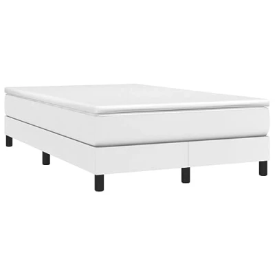 Abbildung von vidaXL Bettgestell, Polsterbett Bett für Schlafzimmer, Bettrahmen mit Lattenrost, Kunstlederbett Doppelbett, Weiß 120x200cm Kunstleder