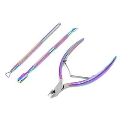 Abbildung von Nagelhautschieber Entferner Set, Nagelhaut Nipper, Dreieck Schäler Kratzer und Doppelseitig Schneider, 3PCS Edelstahl Nail Art Maniküre/Pediküre Werkzeuge