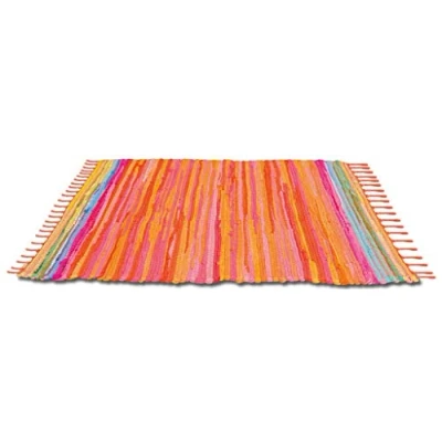 Abbildung von Bestlivings Flickenteppich 120 x 180 cm aus handgewebter Baumwolle in Orange Coral, viele Variationen