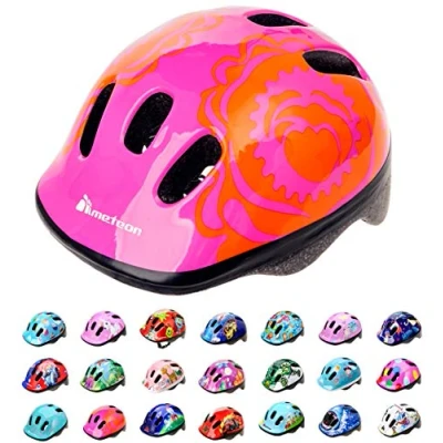Abbildung von Meteor Kinder Fahrradhelm, Skaterhelm, Sicherheitshelm MV6 2 Size: S 48 52cm 220g Big Flowers