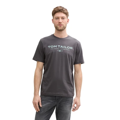 Abbildung von TOM Tailor Tshirt print, Herren, Größe: Large, Tarmac grey