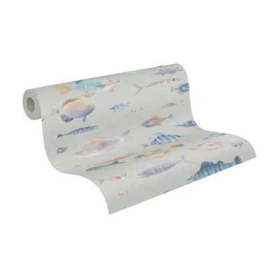 Abbildung von A.S. Création Vliestapete &quot;PintWalls II Tapete mit Fischen Mustertapete Tieren Tiere&quot;, matt, Kinderzimmer für Schlafzimmer Küche Wohnzimmer Fische Flur