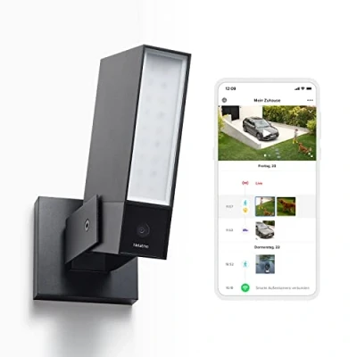 Abbildung von Netatmo Smarte Überwachungskamera Außen, WLAN, Integrierte Beleuchtung 12W, Video HD 1080p 4MP, Bewegungserkennung, Nachtsicht, Ohne Abonnement, zusätzliche Micro SD, NOC AMZ