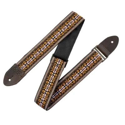 Abbildung von Levy&#039;s Leathers M8HTV 20 Vintage Gitarrengurt mit Leder Rückseite, Jacquard Gewebe, 5,1 cm