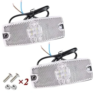 Abbildung von ETUKER 2*Trailer Front Positionsleuchten weiß, Seitenmarkierungsleuchten,LED LKW Seitenblinker Helle Lampen Umrissleuchten mit Reflektor für Caravan Trailer Van ECE geprüft (weiß)