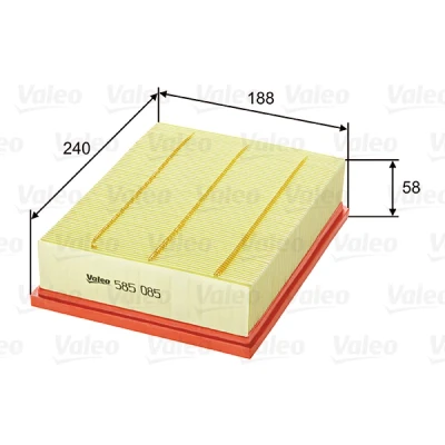 Abbildung von VALEO 585085 Luftfilter 58 188 242 Filtereinsatz OPEL: Vectra B CC, Limousine, Caravan