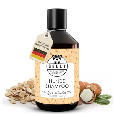 Abbildung von Belly® Hundeshampoo Sensitiv 250ml Veganes gegen Geruch für alle Hunderassen, glänzendes Fell &amp; bessere Kämmbarkeit, Hunde Shampoo