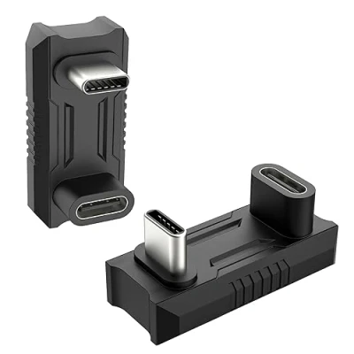 Abbildung von TiMOVO USB C Winkel Adapter 2 Stück, 180 Grad Winkelstecker 90 Stecker auf Buchse Extender mit PD 140W 20Gbps für ROG Ally/Steam Deck/Legion Go Zubehör