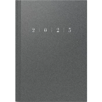 Abbildung von rido/idé Buchkalender Modell studioplan int. (2025), 2 Seiten = 1 Woche, 168 x 240 mm, 160 Seiten, Kunststoff Einband Reflection, grau