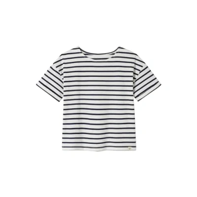 Abbildung von Vertbaudet Geringeltes Tshirt print für Kinder, Größe: 158, Dunkelblau