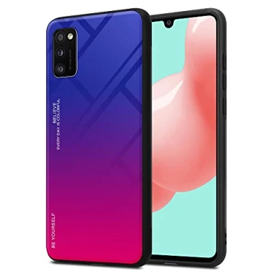 Abbildung von Cadorabo Hülle kompatibel mit Samsung Galaxy A41 Schutzhülle TPU Silikon Case Glas Slim Kratzfest Weiche Gummi Rundumschutz für in Schwarz