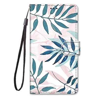 Abbildung von Nodigo für Samsung Galaxy A21s Leder Hülle Magnetisch Kickstand mit Kartenfach 360 Grad Tier Muster Motiv Lustig Design Silikon Hüllen Handyhülle Wallet Tasche Case Mädchen Damen Blatt