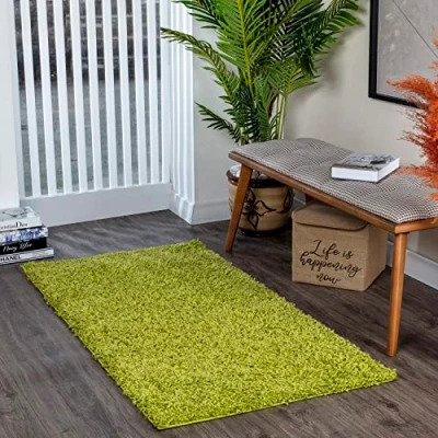 Abbildung von Surya Hochflor Läufer &quot;UNI CHIC 2307&quot;, rechteckig, Flauschig, Langflor, Weich, Wohnzimmer Flurteppich, Grün
