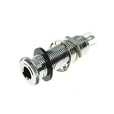 Abbildung von KAISH Chrom Stereo Kupfer Eingang für Gitarren und Bass, 6,35 mm (1/4 Zoll), Zylinder mit 4 poligem oder Mono Klinkenstecker