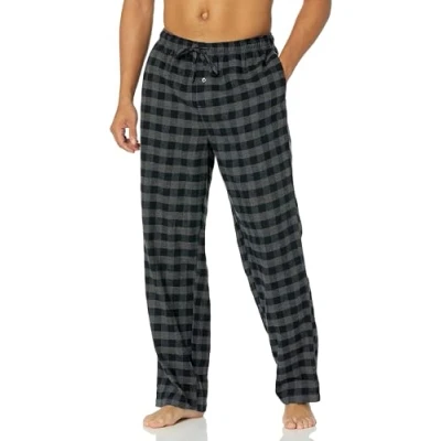 Abbildung von Amazon Essentials Herren Pyjamahose aus Flanell (erhältlich in Big &amp; Tall), Grau Schwarz Buffalokaros, XXL
