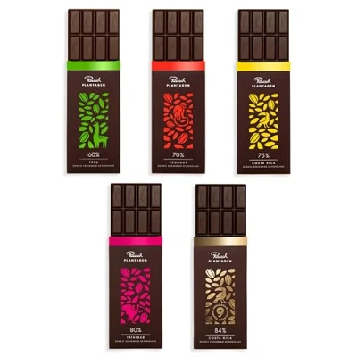 Abbildung von Rausch Edelkakao Schokolade Set 5 Tafeln dunkle (je 125 g) Geschenk mit tropisch fruchtiger Note vegane Zartbitter