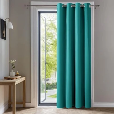 Abbildung von Deconovo Verdunkelungsvorhang Kälteschutz Gardinen Wohnzimmer Vorhang Blickdicht, 180x140 cm(HöhexBreite), Türkis, 1 Stück