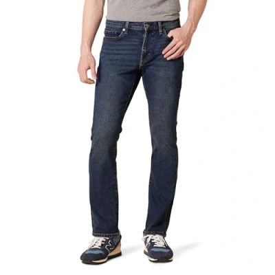 Abbildung von Amazon Essentials Herren Bootcut Jeans mit schmaler Passform, Dunkle Waschung, 36W / 33L