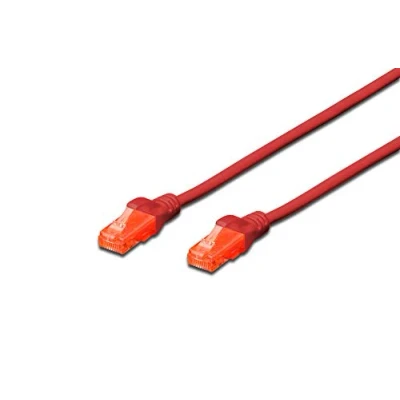 Abbildung von DIGITUS LAN Kabel Cat 6 1m CCA Netzwerkkabel Mit RJ45 U/UTP Ungeschirmt Kompatibel zu 6A &amp; 5e Rot