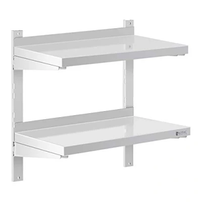 Abbildung von Royal Catering Hängeregal Wandbord Doppel Wandregal Edelstahl Regal 2 Ablagen 60 x 30