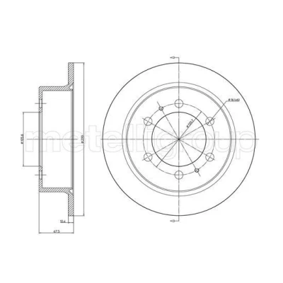 Abbildung von METELLI 23 1034C Bremsscheibe 299,0 10,5 6, 5 105,6 voll lackiert SSANGYONG: Rexton / 2, Musso SUV, DAEWOO: Musso, Korando SUV Cabrio