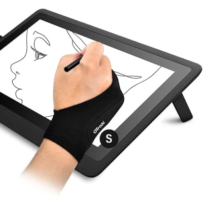 Abbildung von OTraki Antifouling Handschuh 2 Pack Palm Rejection Glove Zwei Finger Verdickungs Handschuhe Zeichnen Für Grafiktablett, Pad, Display, Kunstmalerei, Oberflächenschutz S (7x18.5cm)