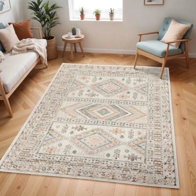 Abbildung von Surya Teppich &quot;Skandi Design&quot;, rechteckig, Modern Boho Kurzflor Wohnzimmerteppich, Schlafzimmer