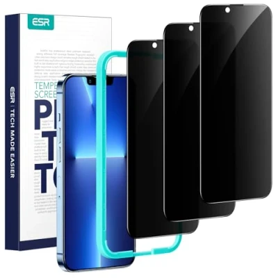 Abbildung von ESR für iPhone 14 Plus/iPhone 13 Pro Max Panzerglas Display Sichtschutz, Anti Spy Displayschutz aus gehärtetem Glas, mikrogekrümmte Kanten, hüllenfreundlich, 3 Stück