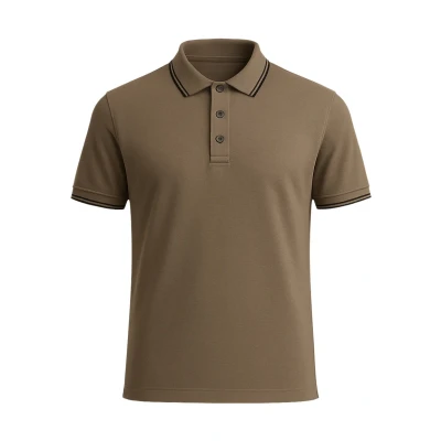 Abbildung von FORSBERG Marcoson Poloshirt mit bronzefarbenen Applikationen 3knopf Leiste, Farbe:Oliv/schwarz, Größe:XXL