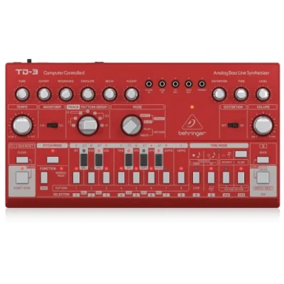 Abbildung von Behringer TD 3 RD Analog Bass Line Synthesizer mit VCO, VCF, 16 Step Sequencer, Distortion Effects und Voice Poly Chain