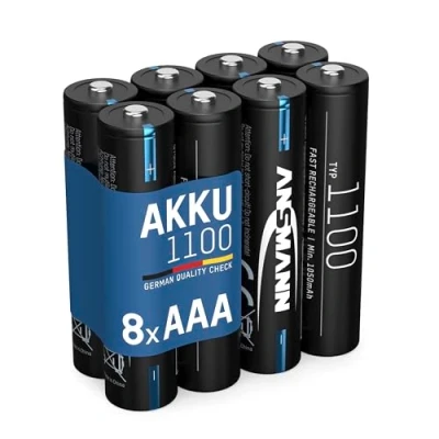 Abbildung von ANSMANN AG Akku Micro AAA 1050 mAh 1,2V Ni MH, 8 Stück (1.2 V)