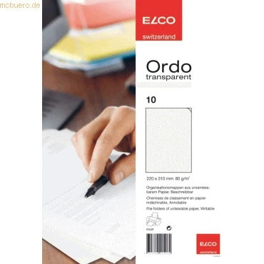 Abbildung von Elco 73696.14 Ordo Organisationsmappe, 220 x 310 mm, 80 g, weiß/transparent
